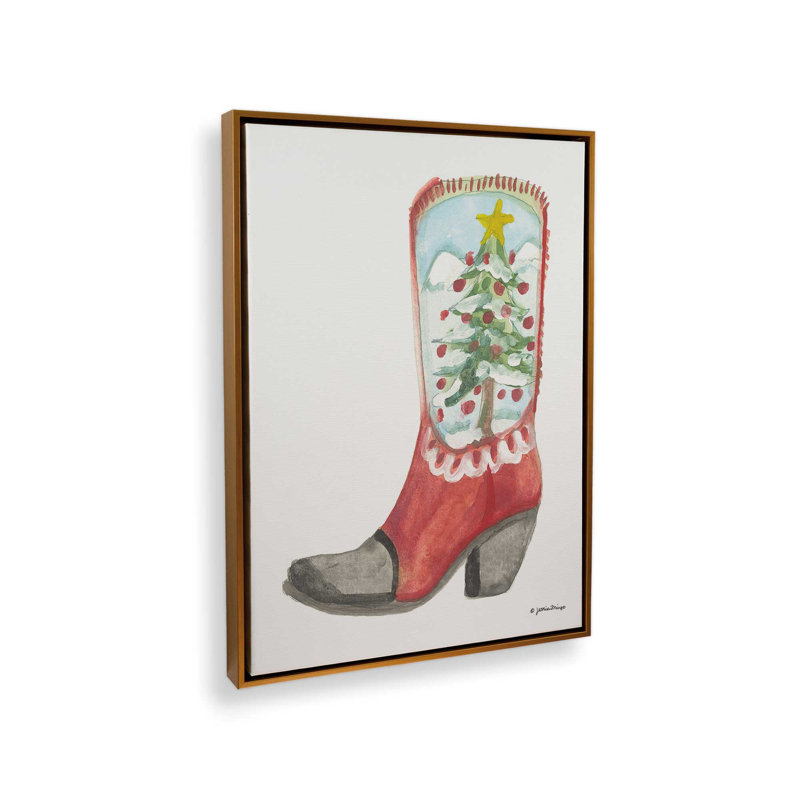 Reproduction d'art de Noël par Jessica Mingo, L 12 po x H 16 po, Doré, Toile avec cadre
