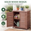 Banc d'extérieur en bois de cèdre avec armoire de rangement et plateau en métal-1504402310