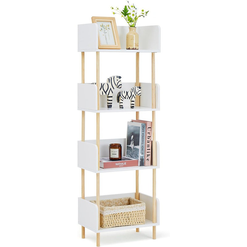 Bibliothèque ouverte blanche en bois, bibliothèque autoportante moderne avec ...
