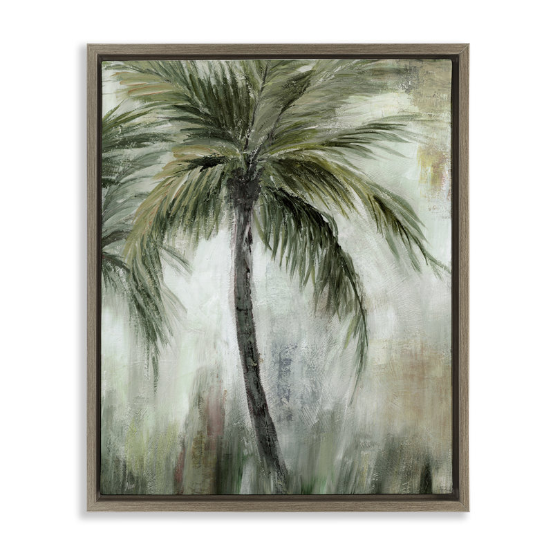 Art mural sur toile flottant impressionné "Fannated Palms" par Nan, Cadre flottant orme Montalcino, H 21 po x l 17 po
