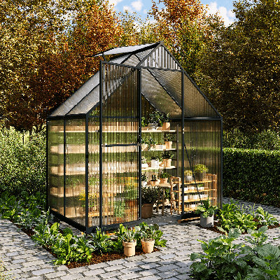 6' W X 4' D Polycarbonate Aluminum Frame Greenhouse Kit With Roof Vent