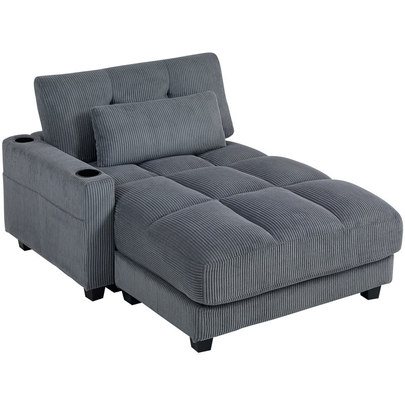 Canapé-lit 58 po pour l'intérieur, surdimensionné et rembourré, gris foncé