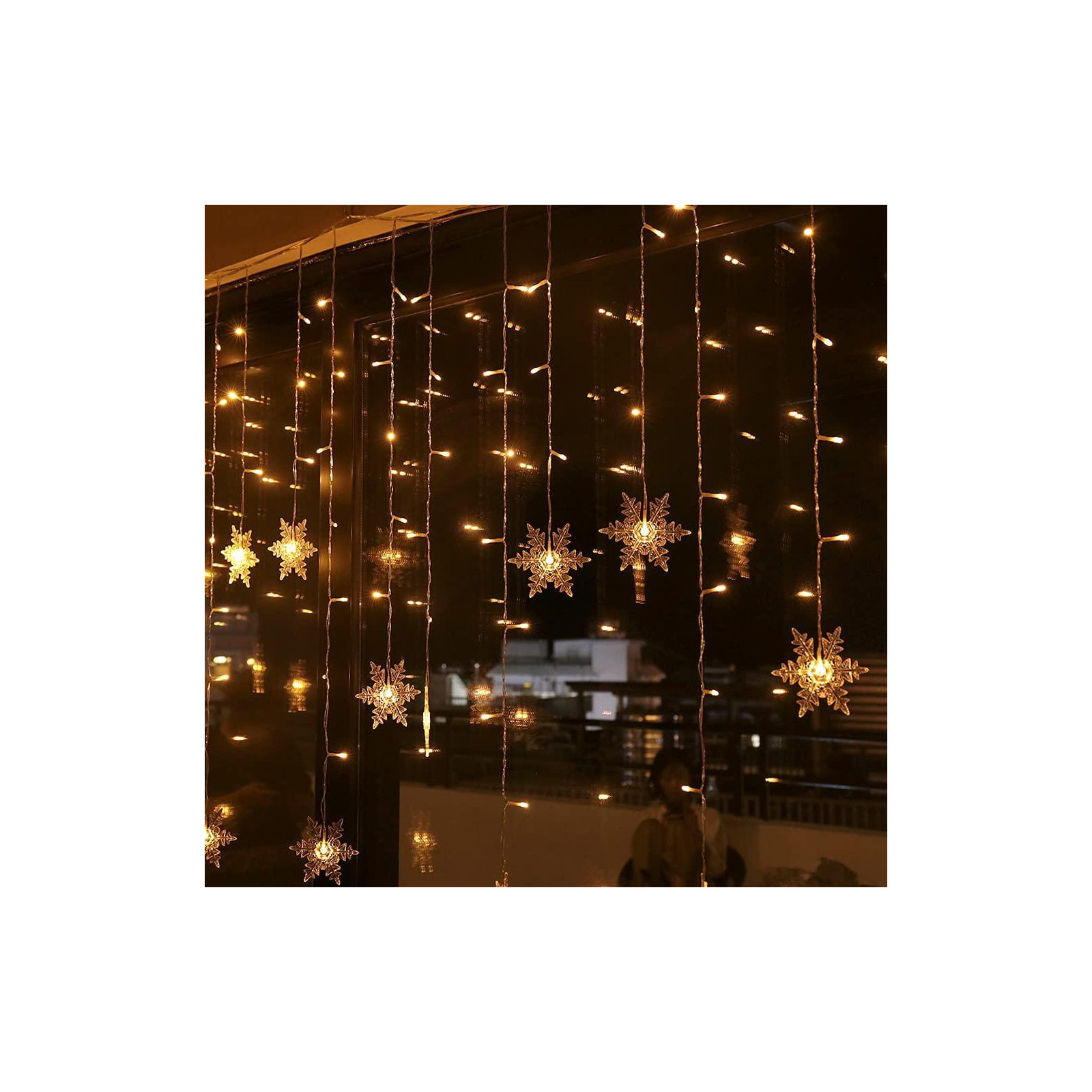 11.5FT 96LED Snowflake String Lights, Warm