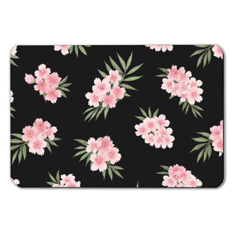 Petit tapis de bain délicat à motif floral rose, 36 x 24