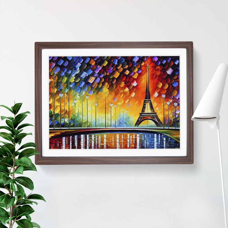 Eiffel Tower Paris Vol.1 - Single Picture Frame Painting, 34cm H x 46cm W x 2cm D, Walnut 