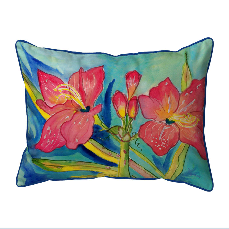 Amaryllis Outdoor Throw Pillow, Rectangle 16"H x 20"W