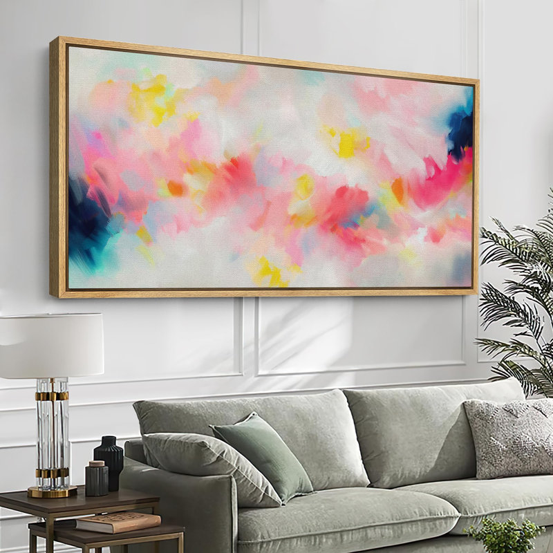 Vibrant Abstract Modern Art, 30" H x 60" W, Natural