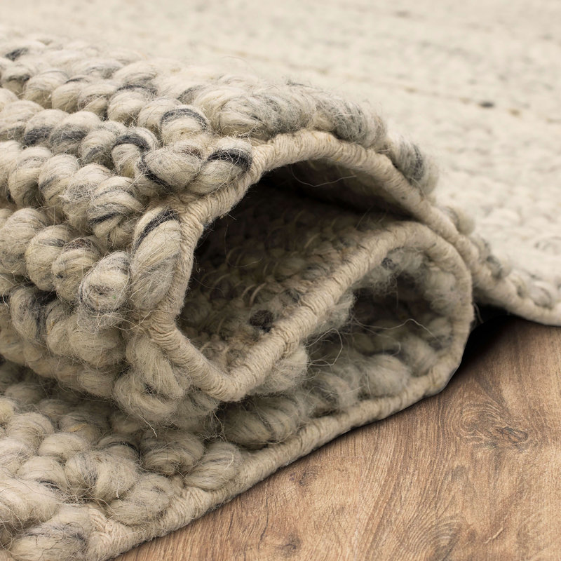 Tapis beige en laine fait à la main Eremy, Rectangle 8 pi x 10 pi