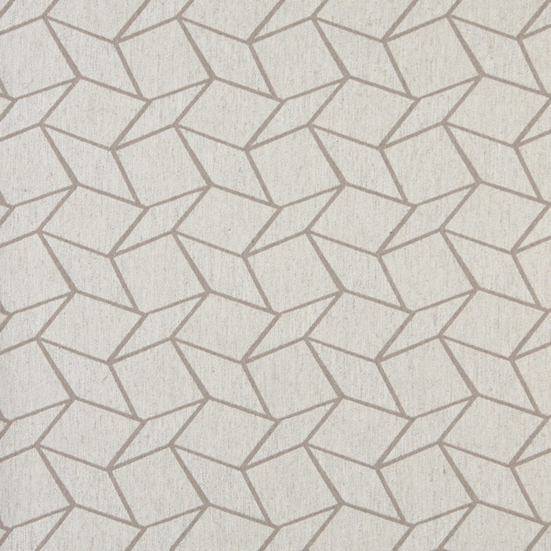 Tissu de lin géométrique, Blanc / Brun clair
