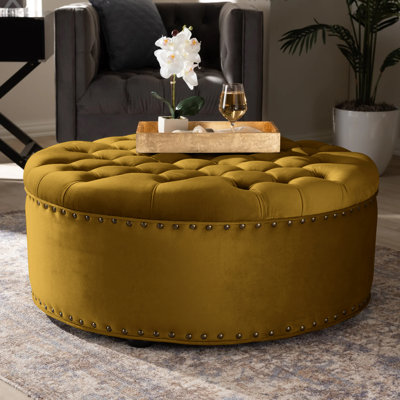 Croom 90cm Wide Tufted Round Footstool Ottoman