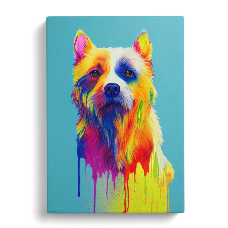 Painted Dog No.4 - Wrapped Canvas, 50cm H x 35cm W x 3cm D