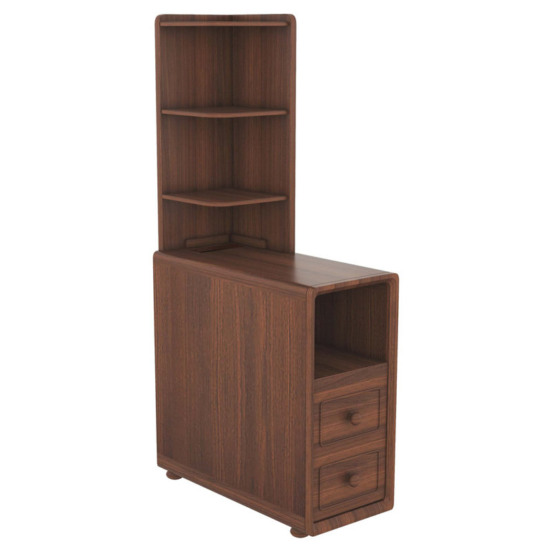 End Table with Drawers, Corner Table with Open Shelves, Tall Side Table for Bedroom and Corner