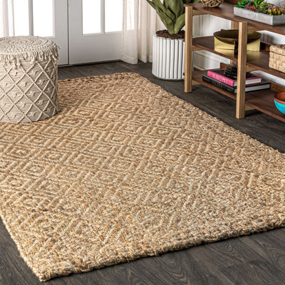 Mcgowan Hand Woven Diamond Chunky Jute Natural Rug