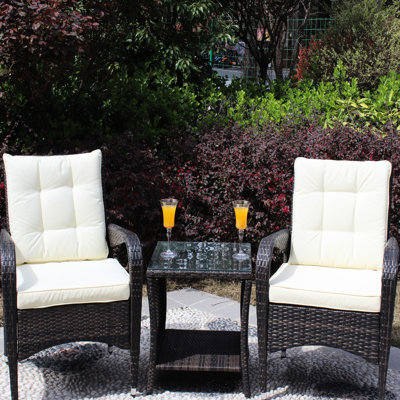 Mobilier de patio 3 pièces: modulaire avec coussins de siège et table basse beiges - Améliorez votre expérience en plein air Pièce: Chaises et à l'eau