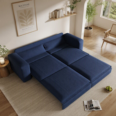 Canapé-lit King Size 93" convertible 3 en 1 avec méridienne intégrée, revêtement en polaire Sherpa pour salon
