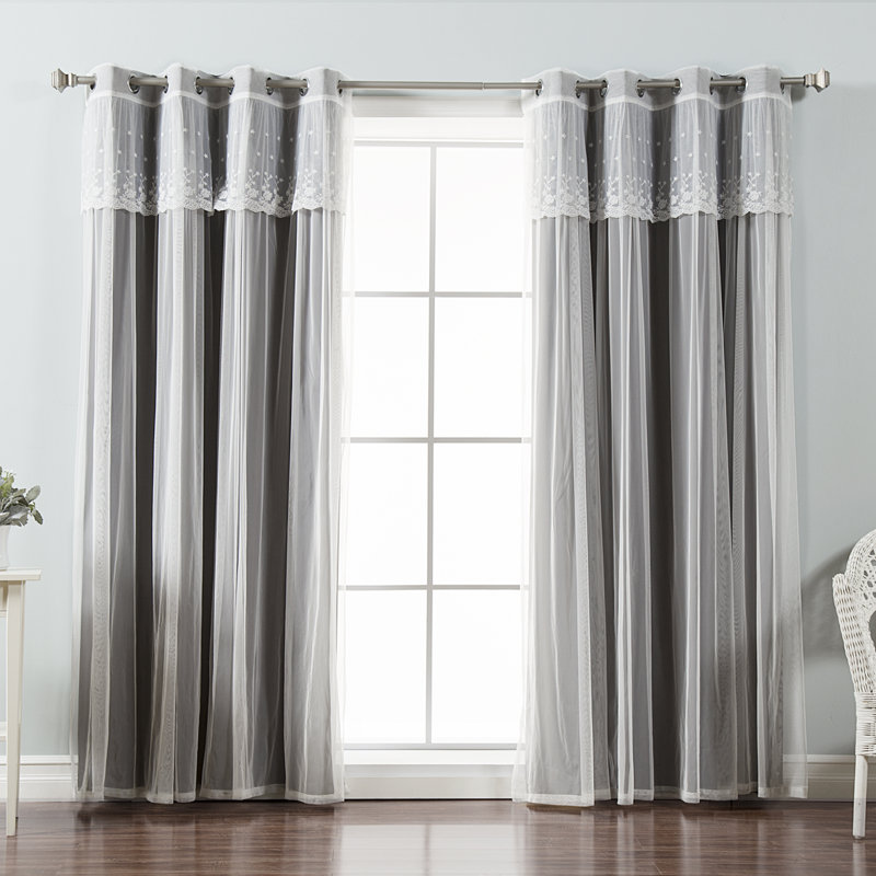 Paire de rideaux obscurcissant et isolant avec œillets Crenshaw, Gris foncé, L 52 po x H 96 po