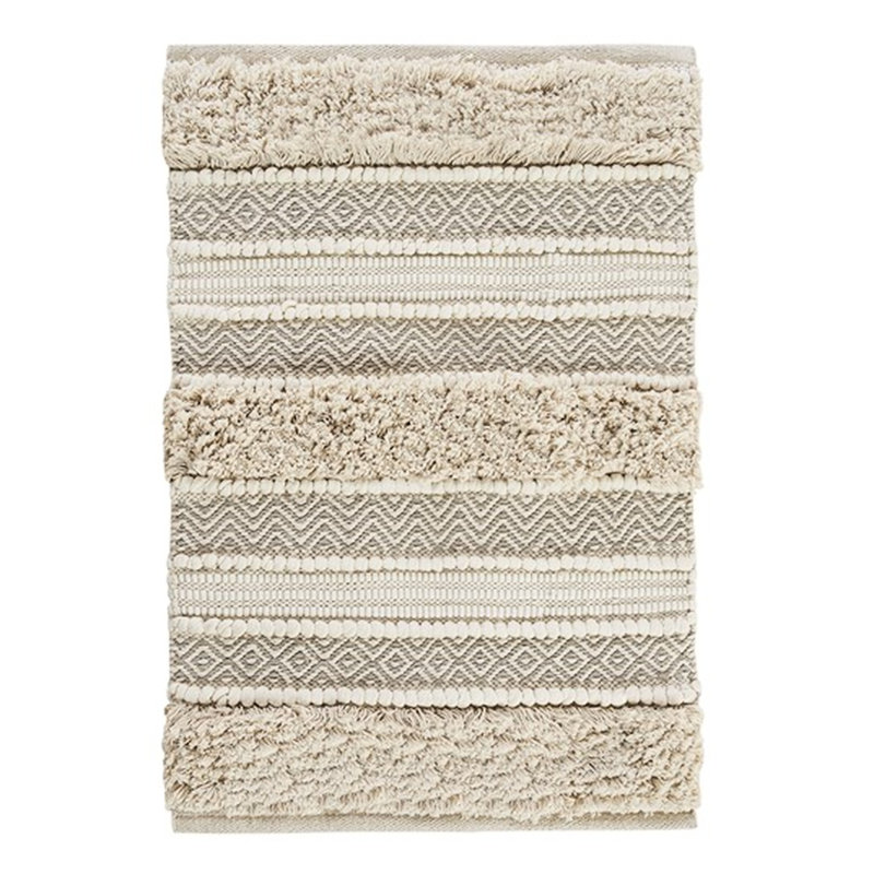 22x58" Textured Bath Rug - Style Natural Color Skid Resistance Machine Washable Floor Mat Woven Tone Heavy Shaggy Latex Backed Bathroom Runner