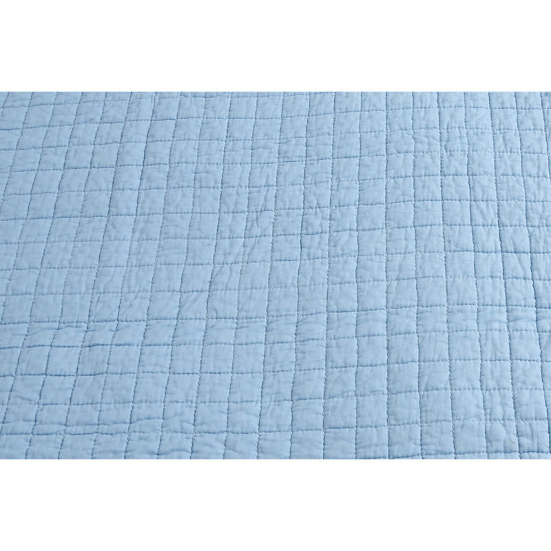 Light Blue Cotton Quilted Reversible Throw Blanket 50"x60"
