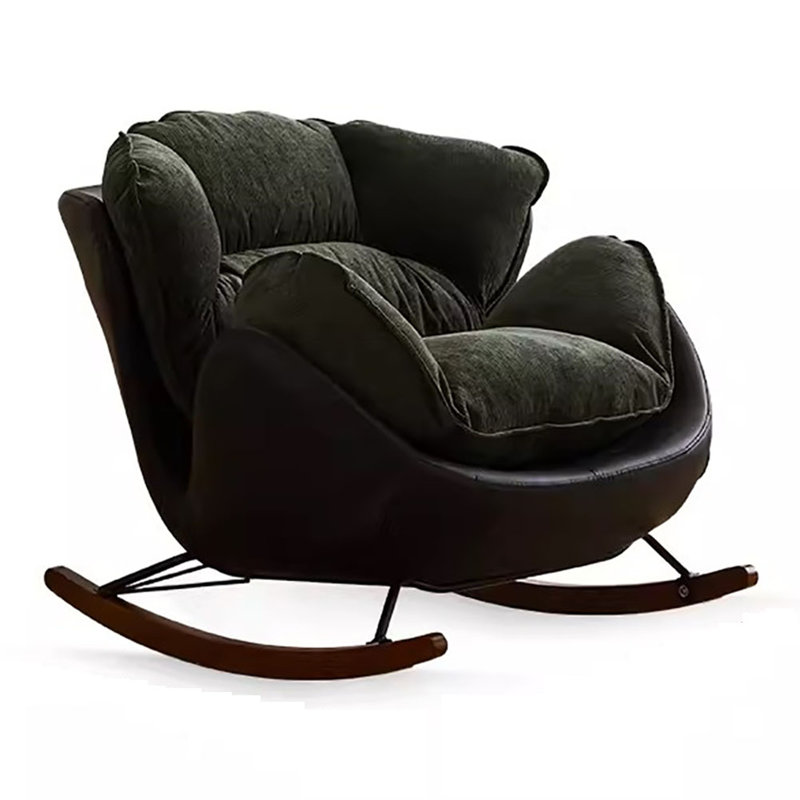 Chaise berçante simple rétro, Noir/vert