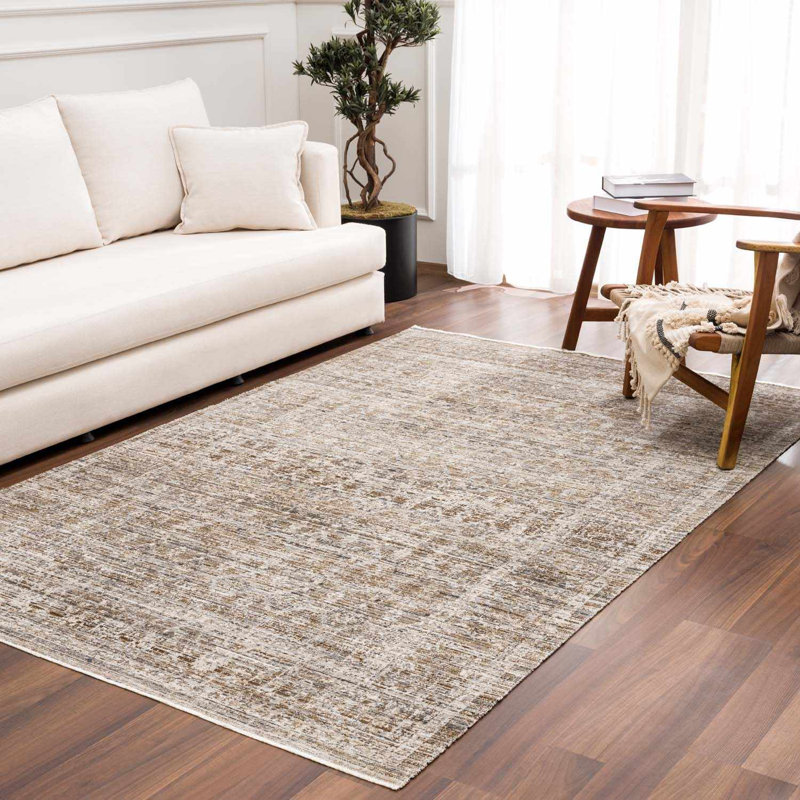 Tapis beige lavable à la machine Bungalow Rose, Tapis de couloir 2 pi 7 po x 7 pi 3 po 