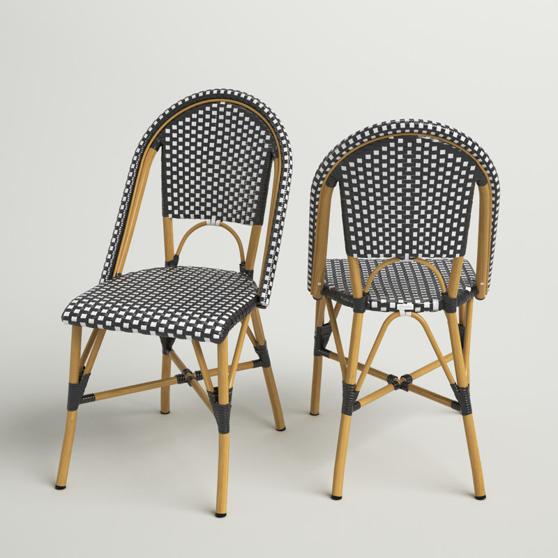 Chaise d'appoint de patio en osier / rotin Casidy, Noir, noir, noir, noir