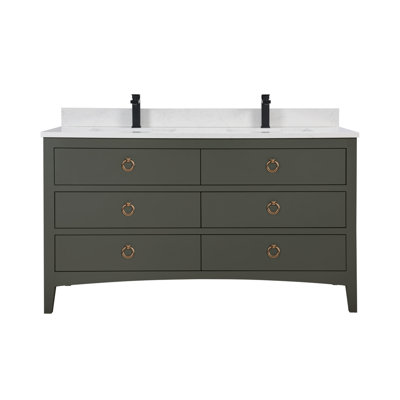 Newnam 60" Oak Double Bathroom Vanity