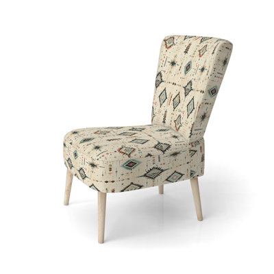 Tribal Nomad Boho Pattern - Upholstered Modern Side Chair, Modern Geometric Accent Chair