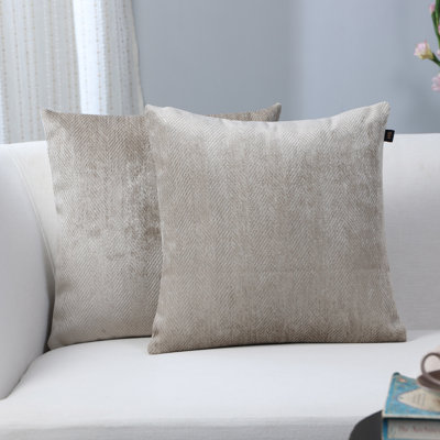 Herringbone Stone Color Jacquard Cushion Cover (Set Of 2)