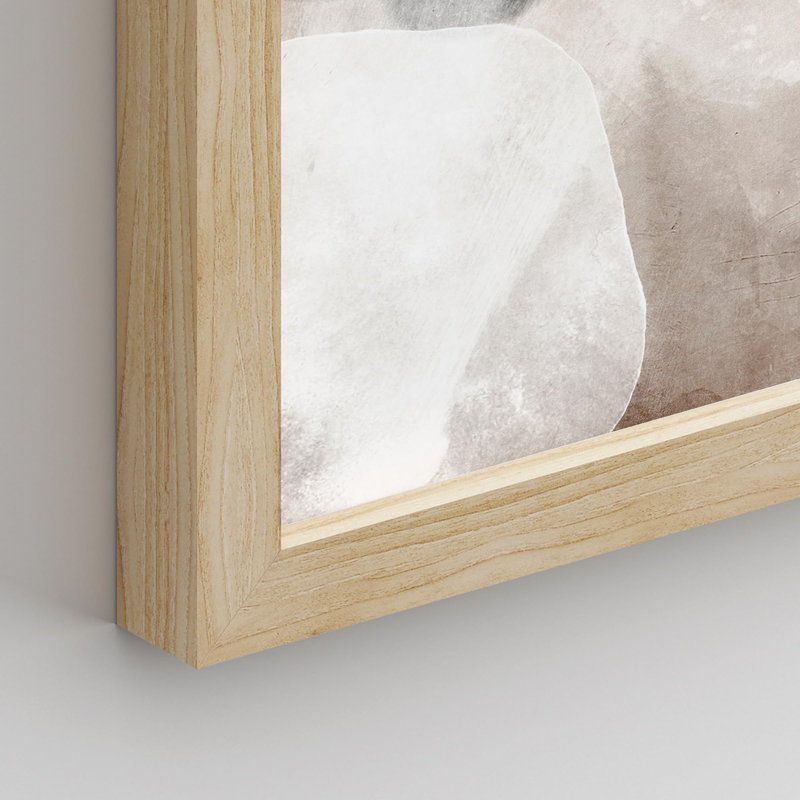 Brun, brun clair, gris, formes abstraites, minimaliste, décor de chambre à coucher, décor rustique et zen, encadré sur papier, impression de 4 pièces