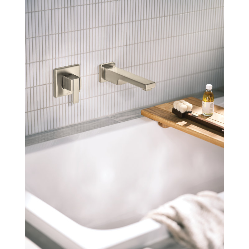 90 Degree Single Handle Wall Mount Tub Filler High Flow Tub Faucet With 10" Spout Reach, Chrome