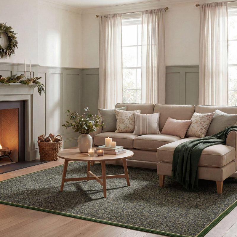 Tapis lavables en chenille imprimés Laura Annley Imagine par Laura Ashley, Marine / multicolore, 6 pi x 9 pi