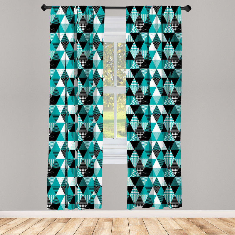 Geometric Semi-Sheer Rod Pocket Curtain Panels, 28" x 63"