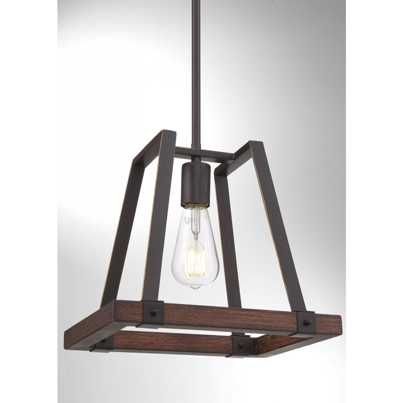 Luminaire suspendu simple à 1 lumière Bouck, Bronze acajou / Bois de muscade