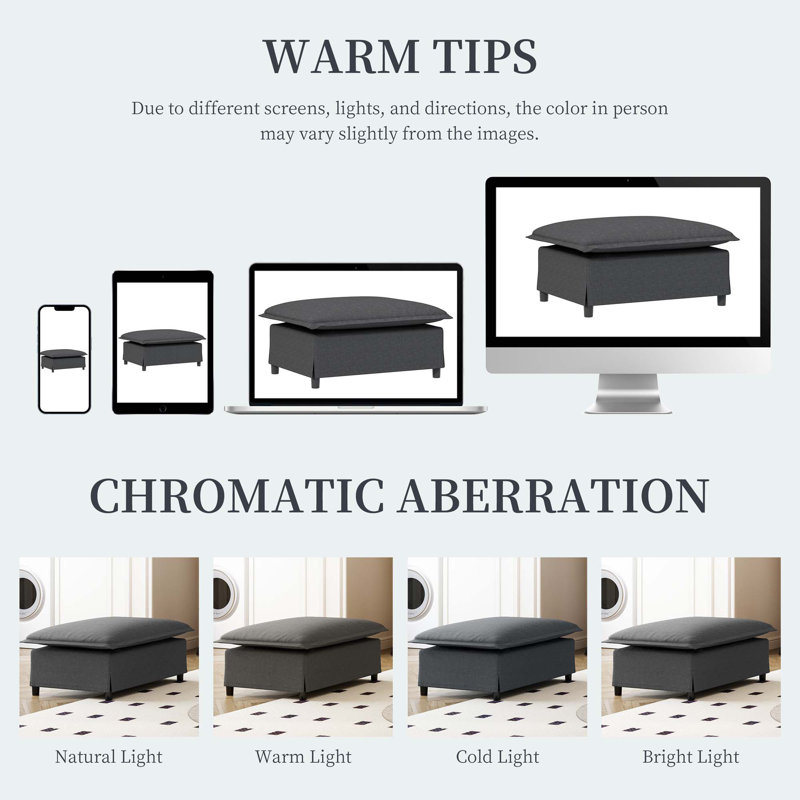33*27.5" Ottoman Module for Modular Sectional Sofa,Wide Seat,Chenille,2 Colors(only ottoman), Gray