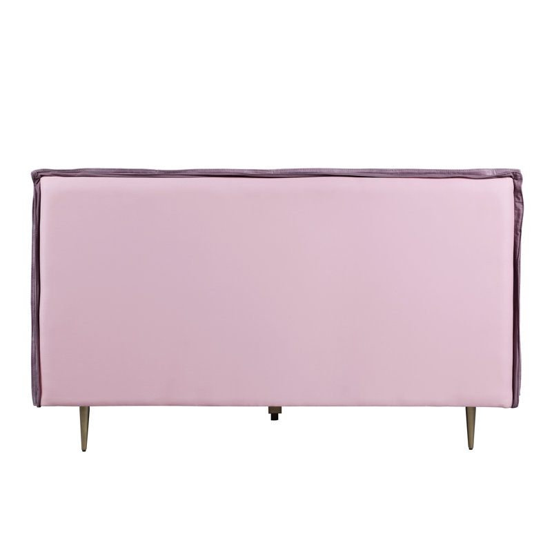 Lit plateforme tapissier Marsso, Très grand, Rose