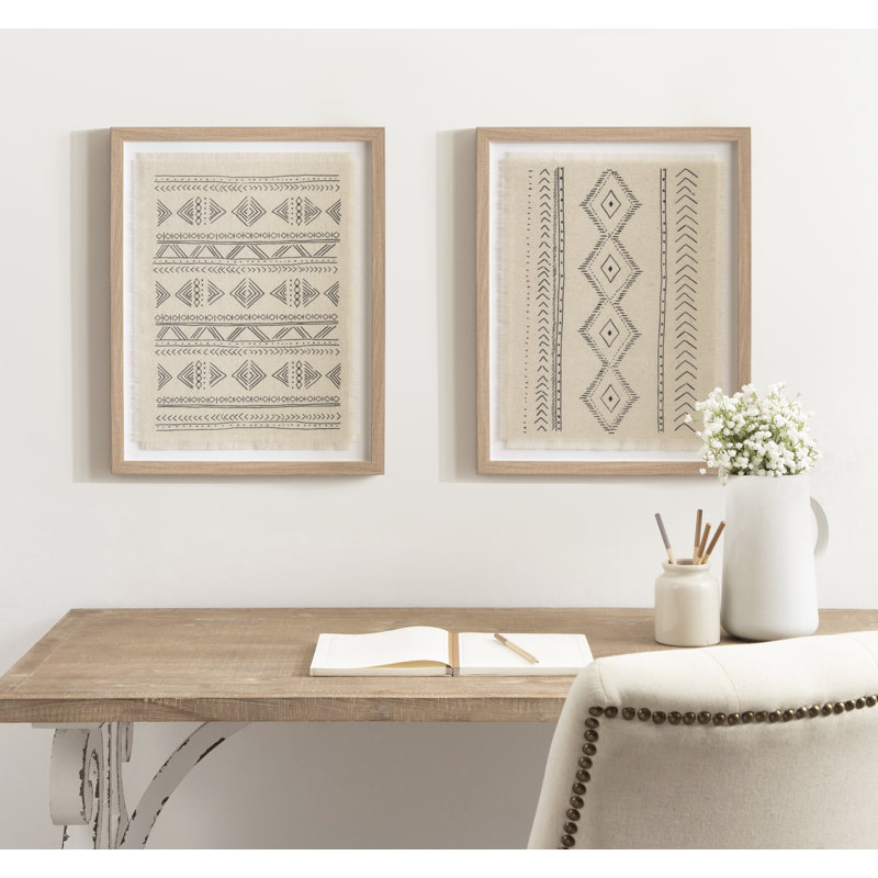 Ensemble de deux pièces d'art textile encadrées Samori à utiliser comme décoration murale de chambre ou de galerie