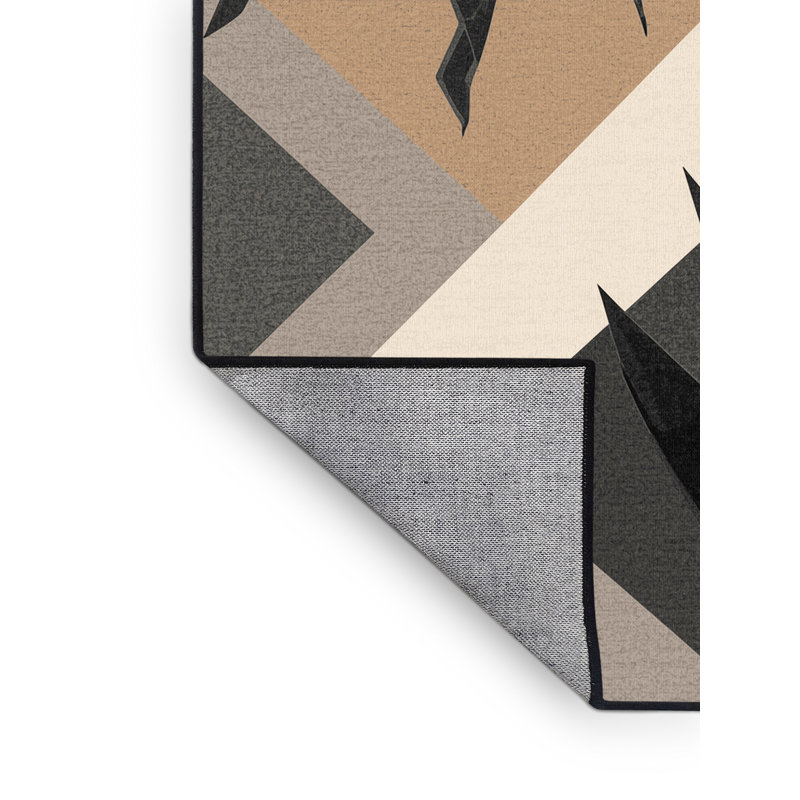 Tapis gris à motif géométrique rustique lavable à la machine Parrilla Agave, 4 x 6