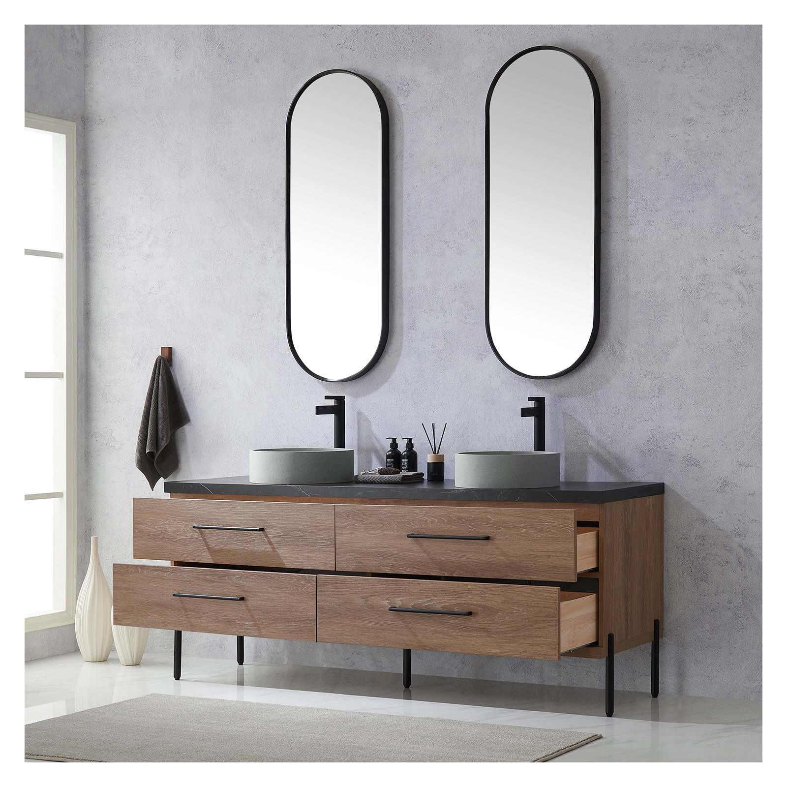 Dasher 72" Double Bathroom Vanity with Mirror