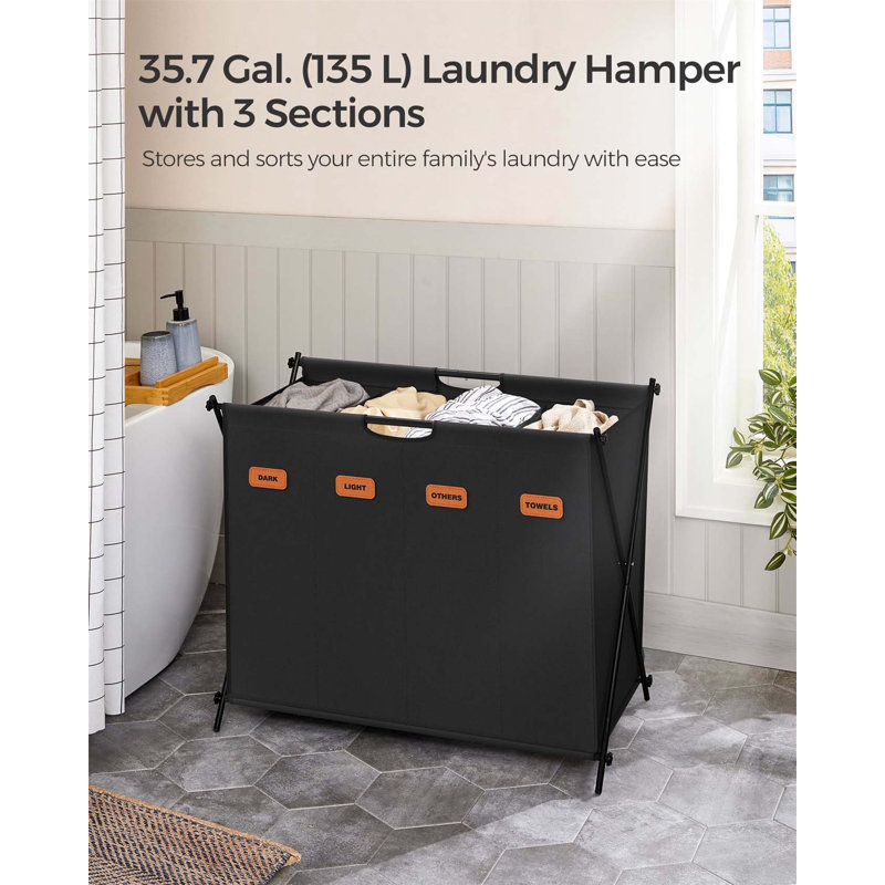 Bhargava Laundry Hamper with Handles, Black