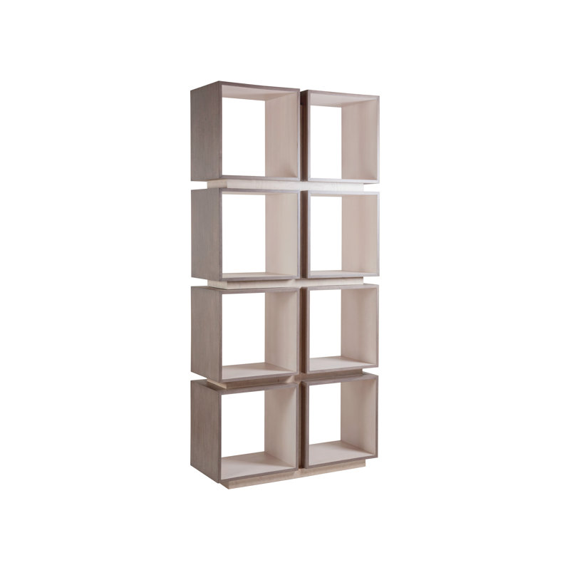 Transitional Mercury 42" White Oak and Ash Burl Cube Etagere