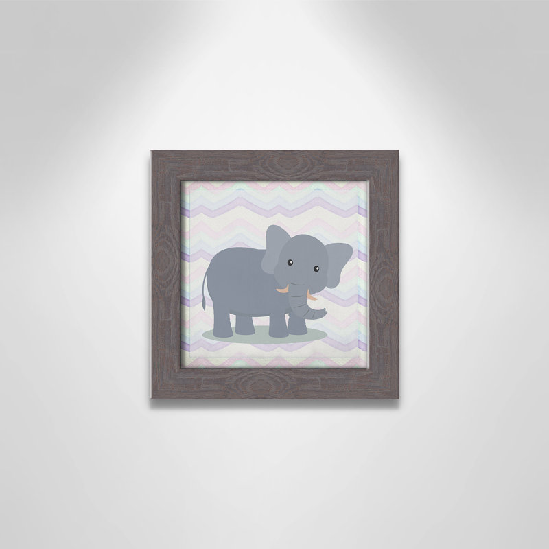 Art de l'éléphant rose, Encadré plat à grain de bois gris, H 8 po x l 8 po x P 0,6 po