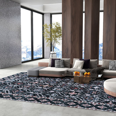 Tapis décoratif lavable à motif floral intérieur / extérieur à poils doux et à poils courts pour le salon / la chambre à coucher