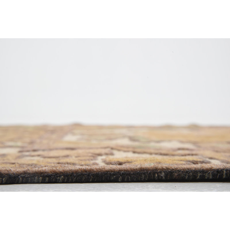 Tapis de zone en laine beige/brun 4 pi 5 po x 6 pi 5 po one-of-kind à la main noué la Earley