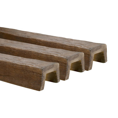 3-Pack 5-7/8In W X 3-7/8In H Modern Faux Wood Beams | 12Ft 9In Long | Finished | Sleek Design & Easy To Install