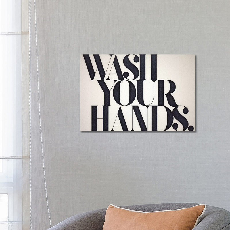 «Wash Your Hands», reproduction sur toile, H 18 po x l 26 po, Toile tendue, No Frame