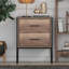 Esteban 2 Drawer Bedside Table Nightstand Cabinet. Industrial Style. Black Metal Frame.