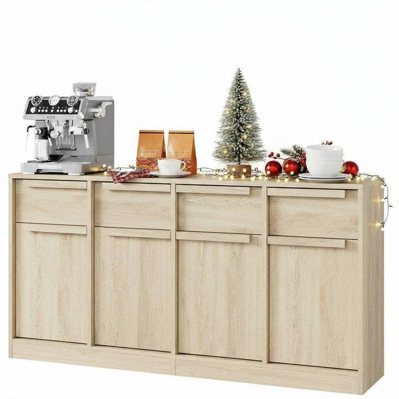 Sideboard Buffet Cabinet with 4 Drawers,31.5 in Large Coffee Storage Cabinet, Modern Storage Buffet Table for Kitchen, Dining Room, Living Room