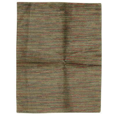 Hand Knotted Wool Striped Area Rug