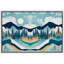 "Woodland symétrique bleu sarcelle et bleu forêt et montagnes, paysage sauvage abstrait, art moderne rustique" sur toile-99446485-99446488
