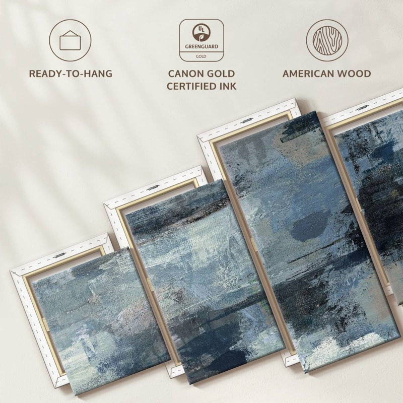 Ensemble de 5 pièces indigo et gris sur toile In The Clouds, H 68 po x l 30 po x P 1,25 po